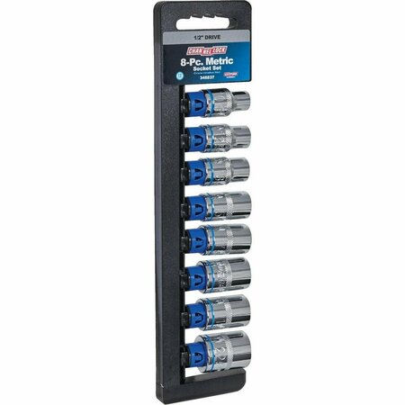 CHANNELLOCK Metric 1/2 In. Drive 12-Point Shallow Socket Set 8-Piece 346837